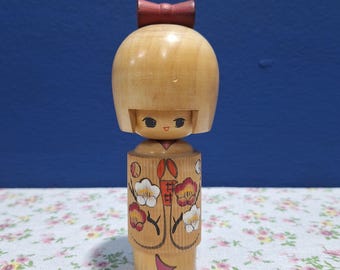 大きな美水声こけし、ヴィンテージ木製創作こけし、日本の手作り民芸品