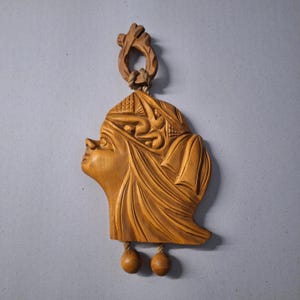 Vintage Japanese Ainu Wooden Carving decorative wall hanging