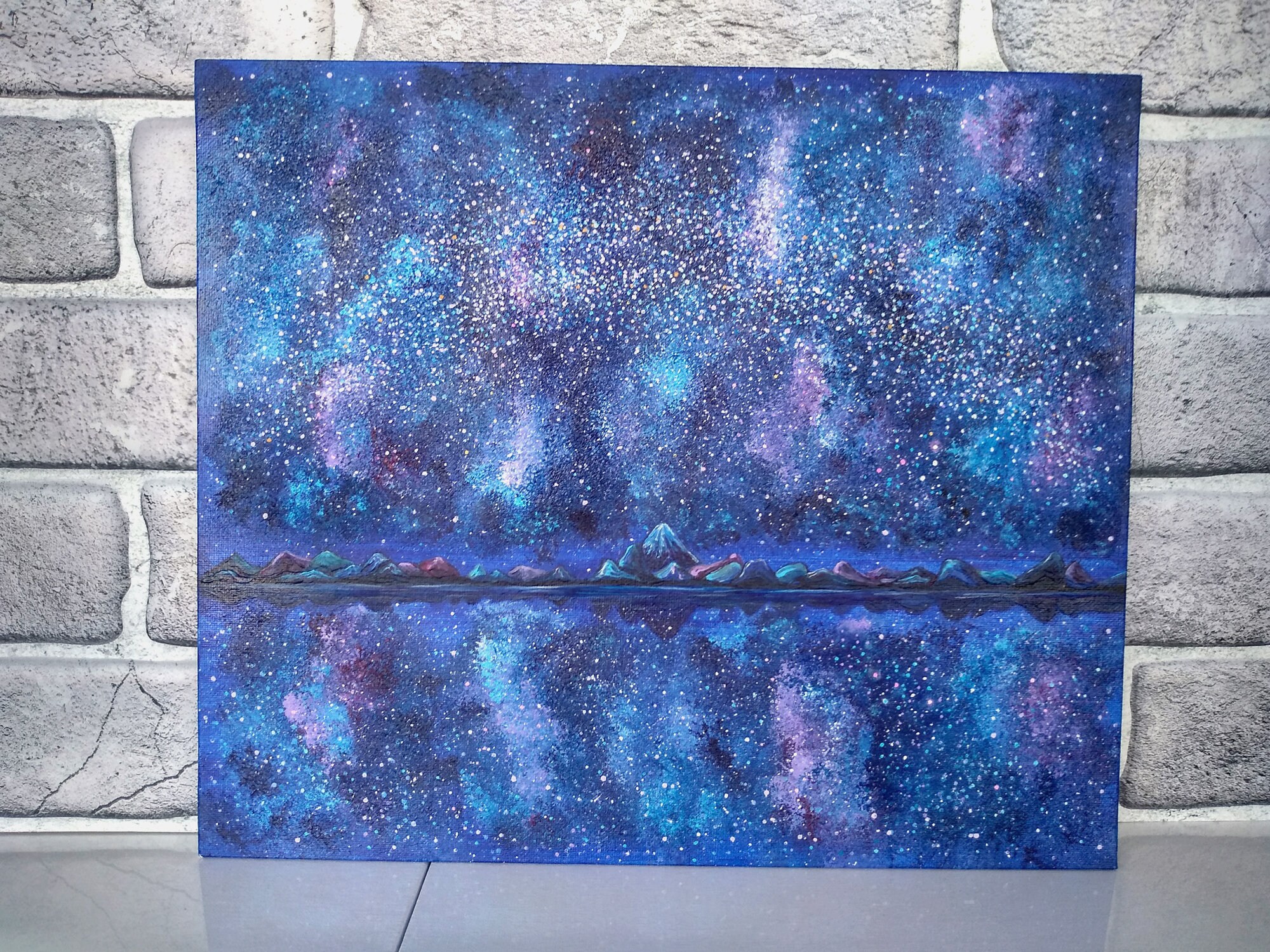 Night Sky Painting Original Art Astronomy Wall Art Space Etsy