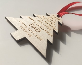 Personalised In Memory of a Loved One & Verse Wooden Christmas Tree Decoration