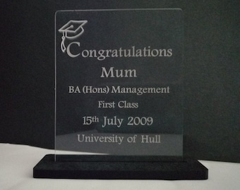 Graduation Congratulations Gift/Award/Trophy and Stand Personalised Name Date Degree Qualification