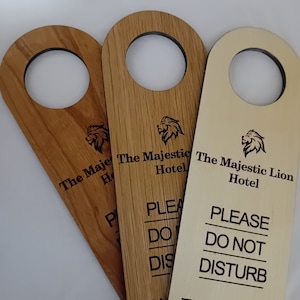 Door Hanger for Businesses -Please do not Disturb/Make up room + Name + Logo