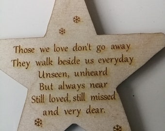 In Memory of a Loved One & Verse Wooden Christmas Tree Decoration Personalised