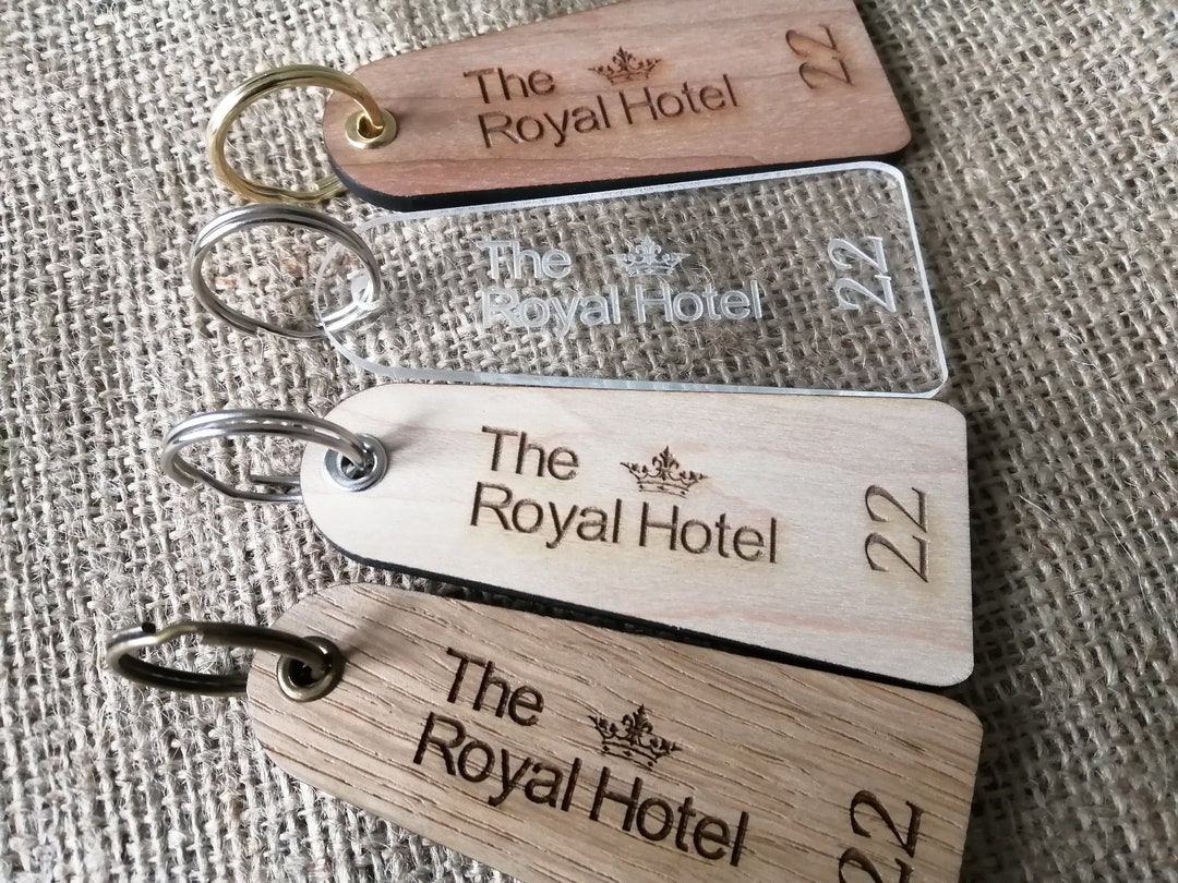 Hotel Key Rings Designs Key-rings Bell Shaped (large) Hotel B&B Motel Personalised Engraving ...