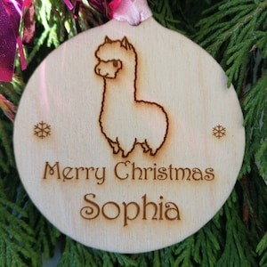Personalised Llama Christmas Traditional Tree Bauble Decoration
