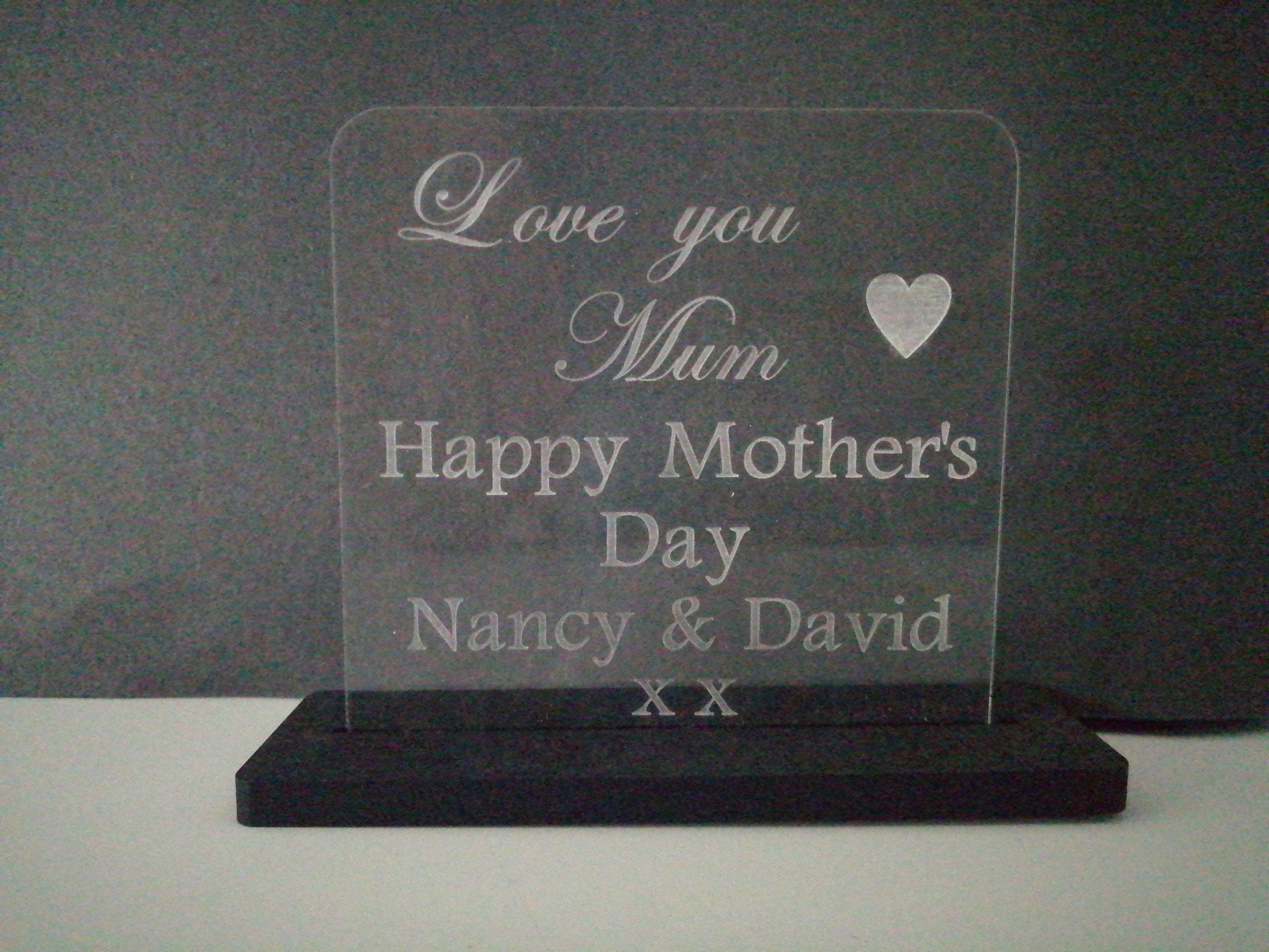 Personalised Engraved Acrylic / Plaque / Coaster Mother's Day /Love you Mum Gift