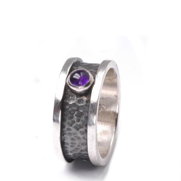 Gehämmerter Amethyst Ring Silber 925