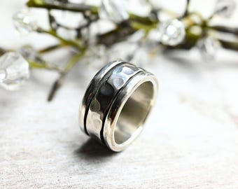 Oxidized rotating ring 925 silver