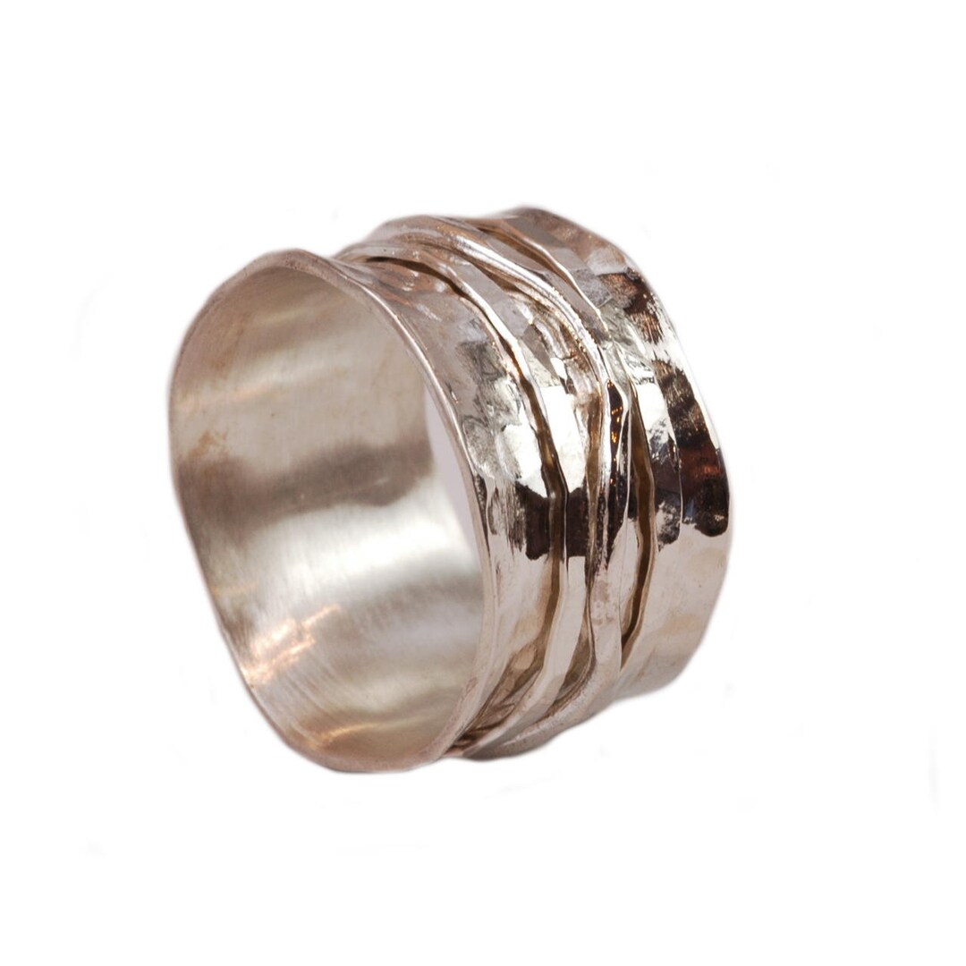 Wide Sterling Silver Ring With Three Rotating Ring Bands - Etsy