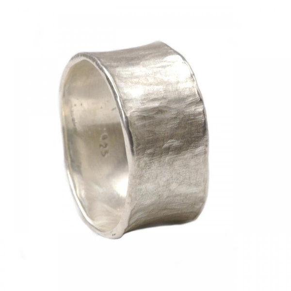 Bague large mate en argent 925 avec texture