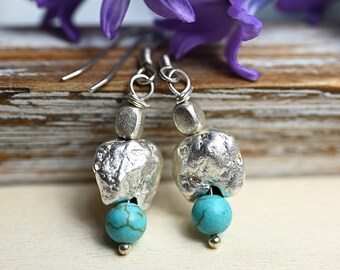 Silver earrings earrings with turquoise