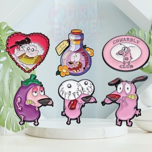 Pin de esmalte de Coraje, el perro cobarde - Insignias de dibujos animados divertidos