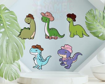 The Jurassic Rodeo | Cowboy Dinosaur Enamel Pins