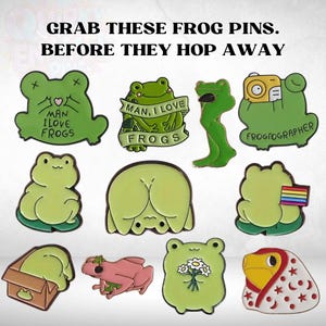 Kies je kikker emaille pins.