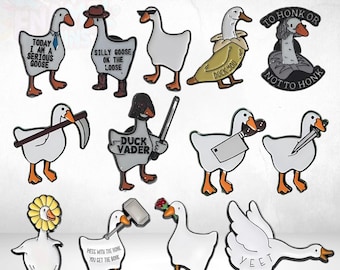 Épinglettes en émail drôle d'oie | Choisissez votre oie | Badges inspirés du jeu Untitled Goose
