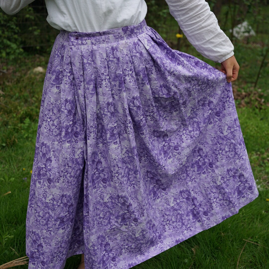 Pleated Skirt. Floral Long Skirt. Handmade Etsy