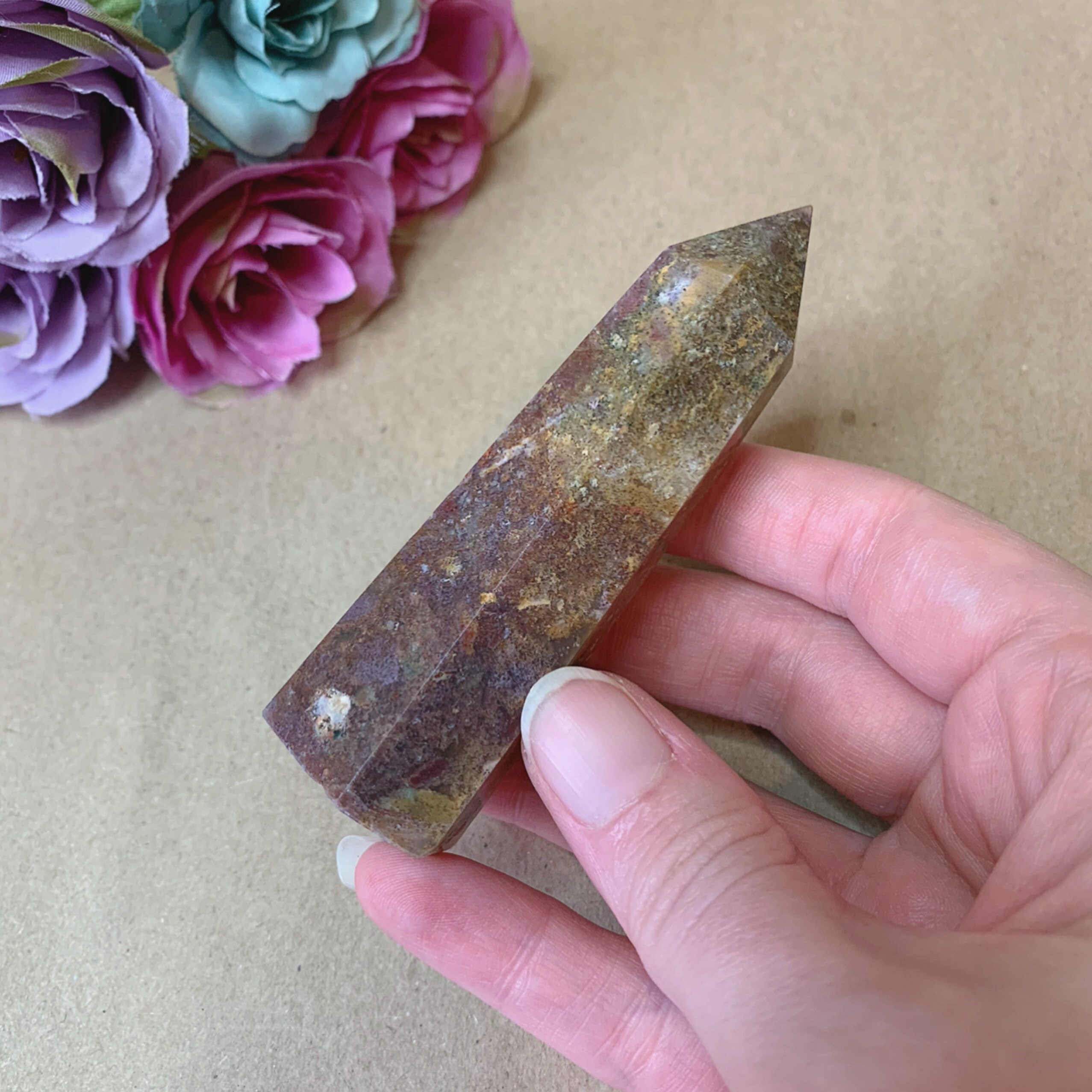 Purple Moss Agate Crystal Carved Tower Point B | Etsy