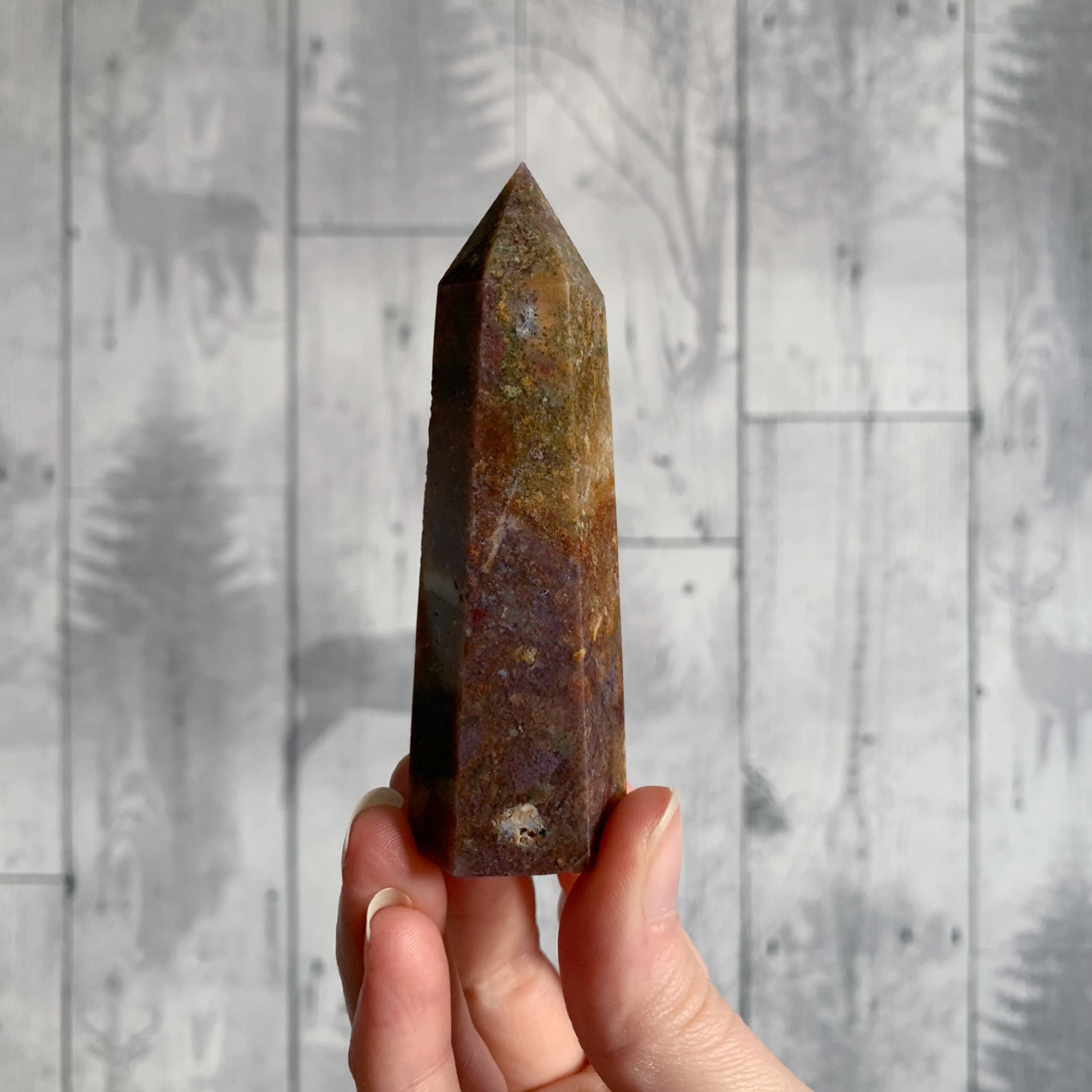 Purple Moss Agate Crystal Carved Tower Point B | Etsy