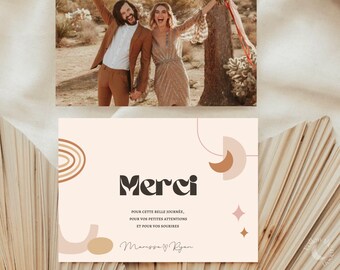 Carte de remerciements Mariage : collection June - template à modifier