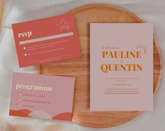 Faire-Part Mariage : collection June - template à modifier