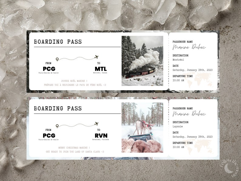 Billet D'avion à Personnaliser Pour Cadeau De Noël Etsy