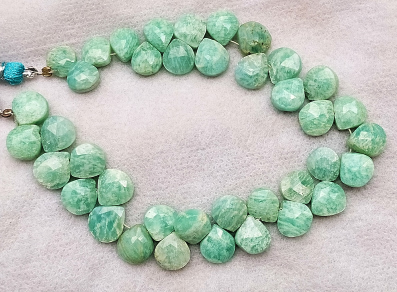 7.5-9 mm 19 pcs Focal Beads Natural Amazonite briolette faceted hearts8*12 inch half strand-AAA+