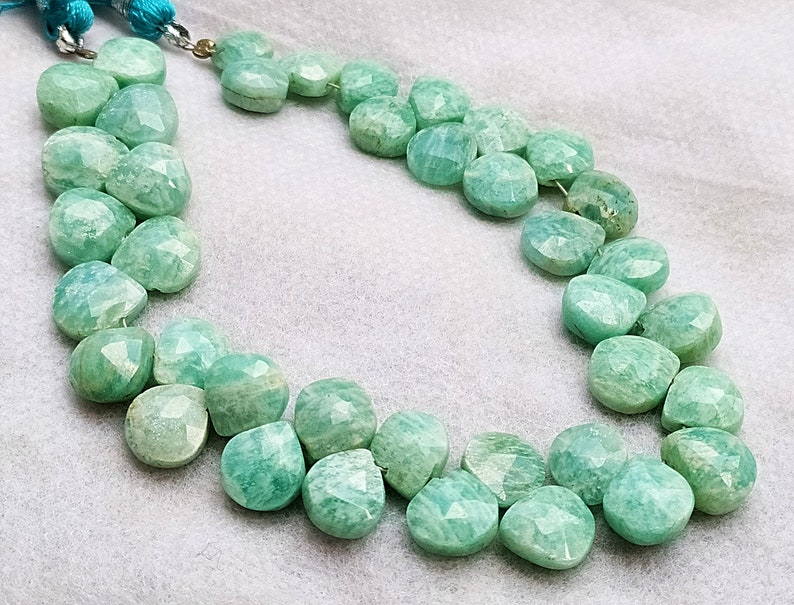 7.5-9 mm 19 pcs Focal Beads Natural Amazonite briolette faceted hearts8*12 inch half strand-AAA+