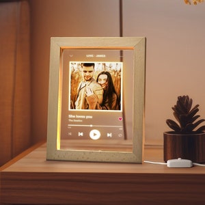Personalised LED Illuminated Song Frame | LED Light-Up Photo Frame | Custom Picture Acrylic Music Plaque | Photo Song Acrylic Plaque Decor