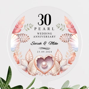Personalised Anniversary Cake Topper | Pearl Anniversary Plaque Cake Topper | 30 Years Married Gift | Cake Decorations
