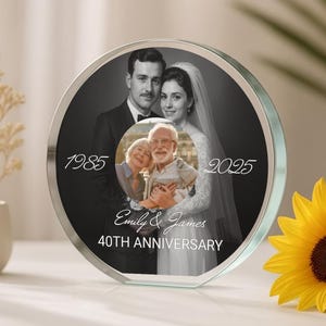 Personalized Wedding Anniversary Plaque with Then and Now Photos for Parents Grandparents | Golden, Silver Anniversary Keepsake
