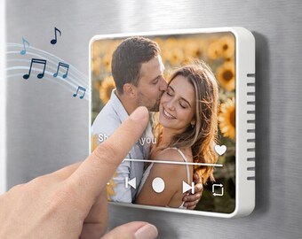Imán musical con foto personalizado: imán con sonido personalizado y canción. Regalo fotográfico estilo Spotify para pareja.