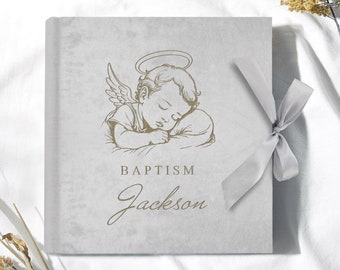 Álbum de fotos personalizado de bautismo de bebé - Regalo de recuerdo de bautizo para niños / Libro de recuerdos de primer año para bebés / Regalo para recién nacidos