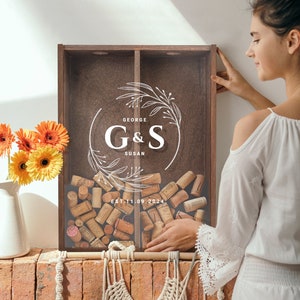 Aangepaste opbergdoos voor bruidspaar wijnkurk | Bruiloftsgastenboek | Verlovingscadeau-idee | New Home housewarmingcadeau
