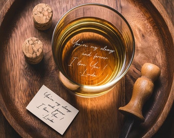 Personalized Handwriting Whiskey Rock Glass | Engraved Your Handwritten Message | Custom Secret Message | Whiskey Lover Gift