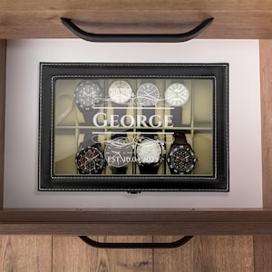 Personalized Watch Case for Men - Custom Watch Box - Anniversary Gift for Husband