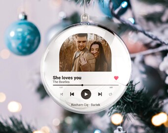 Décoration de Noël en acrylique personnalisée : cadeau photo pour couple