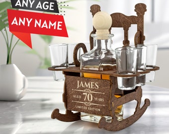 Conjunto de Decantador de Whisky Personalizado com 6 Copos | Presente de Aniversário Personalizado para Ele | Caixa para Decantador | Edição Limitada