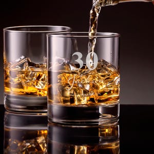 Personalized 30th Birthday Whiskey Glass: Engraved 240ml Tumbler