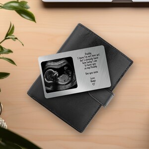 Insert de portefeuille personnalisé pour échographie | Cadeau pour futur papa | carte photo personnalisée en métal | Message baby bump | Cadeau fête des pères