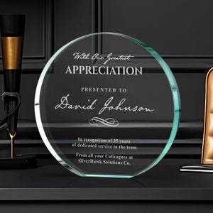 Engraved Retirement Appreciation Award | Award Plaque for Manager | Personalized Staff Awards | Business Logo Trophy | Thank You Gift