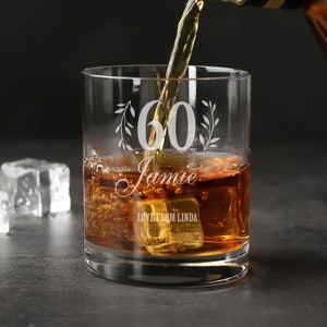 Personalised Birthday Whiskey Glass 240ml for 30th, 40th, 50th, 60th