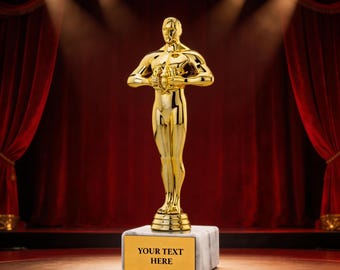 Gepersonaliseerde gouden beeldje-trofee: relatiegeschenk voor zakelijke prestaties