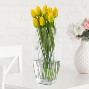 Vase à fleurs personnalisé avec nom Vase gravé fleur de naissance Cadeaux personnalisés pour elle Idée cadeau fête des mères image 4