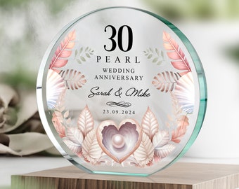 Personalisiertes Geschenk zum 30. Jahrestag | Pearl-Jubiläumsplakette | Geschenk für Eltern, Großeltern | Geschenk zum 30. Hochzeitstag