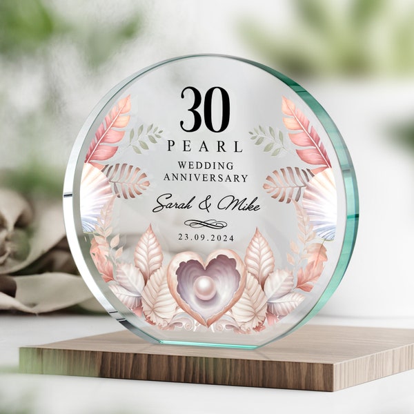 Cadeau personnalisé pour 30e anniversaire | Plaque d'anniversaire perlée | Cadeau pour parents, grands-parents | Cadeau 30 ans de mariage