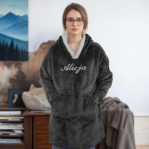 Personalized Blanket Hoodie Christmas Gift | Oversized Hoodie Blanket Throw | Personalised Snuggle Hoodies | Oversized Wearable Blanket