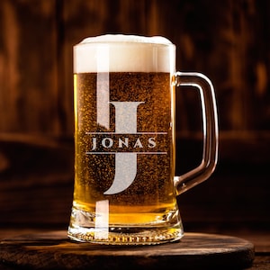Personalized Beer Glass with Name or Logo | Custom Beer Glass | Etched Beer Stein | Unique Gift for Men