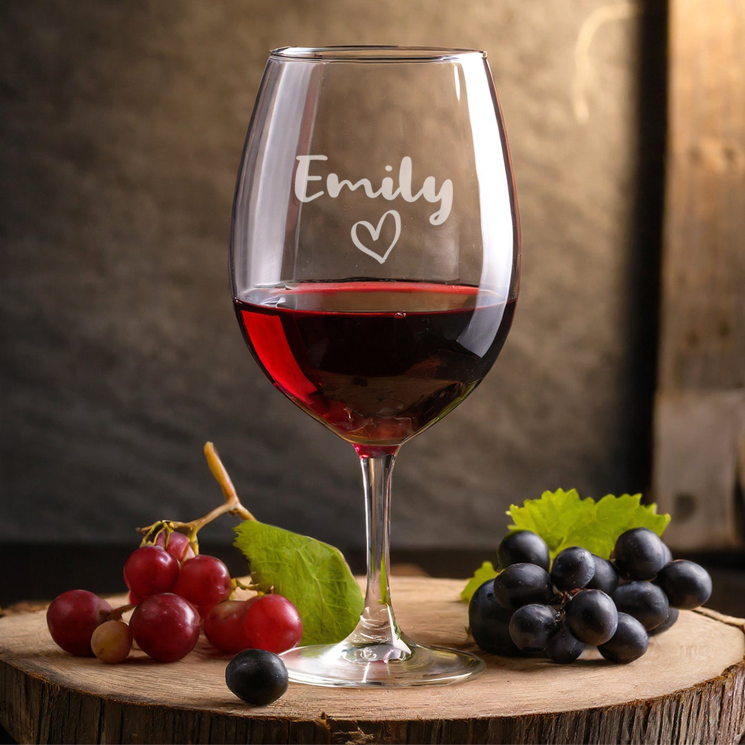 Engraved Name Valentines Wine Glass Personalised Large Red Wine Glass