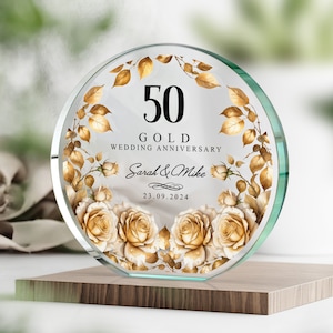 Personalised Golden 50th Anniversary Gift | 50th Anniversary Plaque | Anniversary Keepsake Gift | Gift for Husband, Wife, Parents