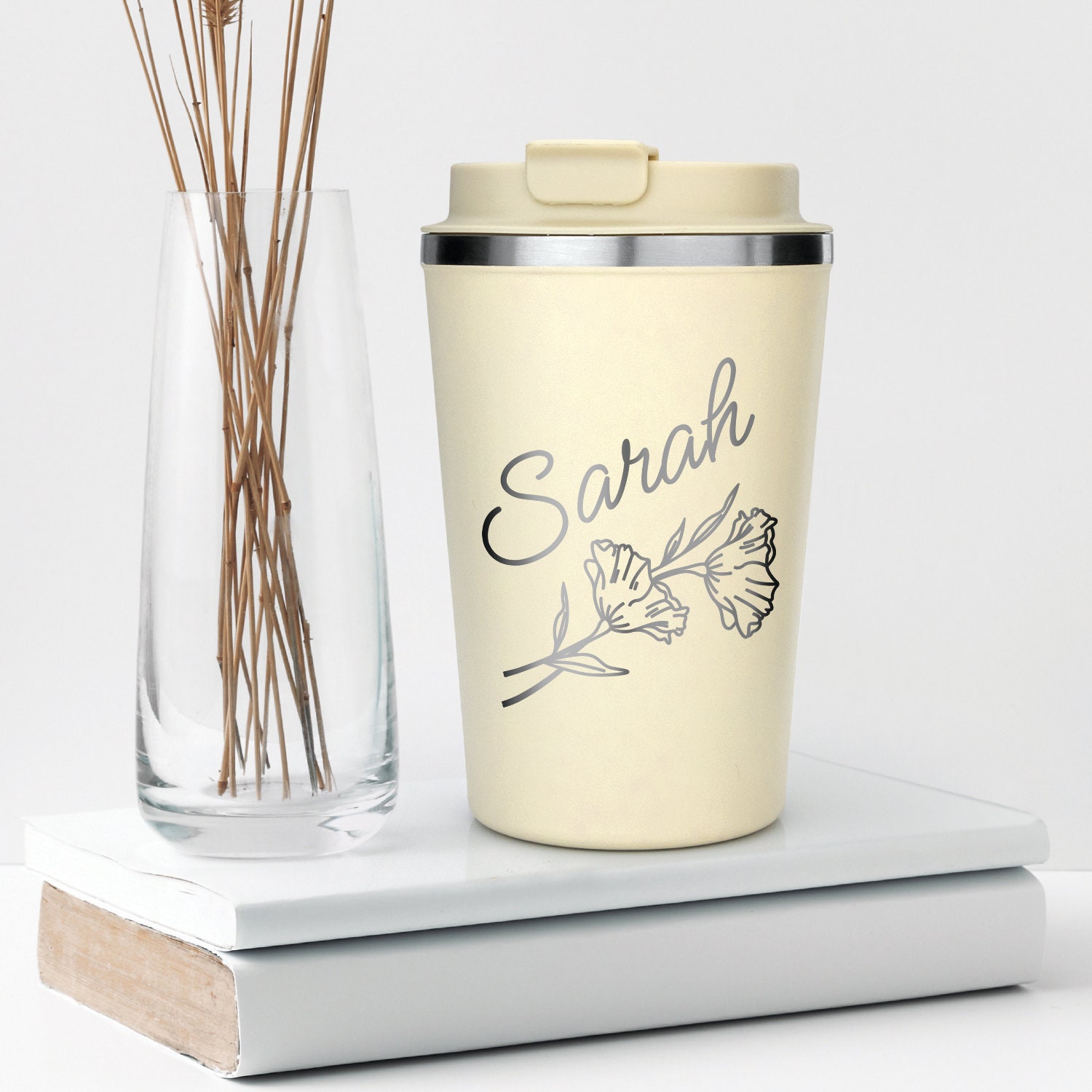 Modern Personalized Name 16oz Stainless Steel Mug, Design: S4